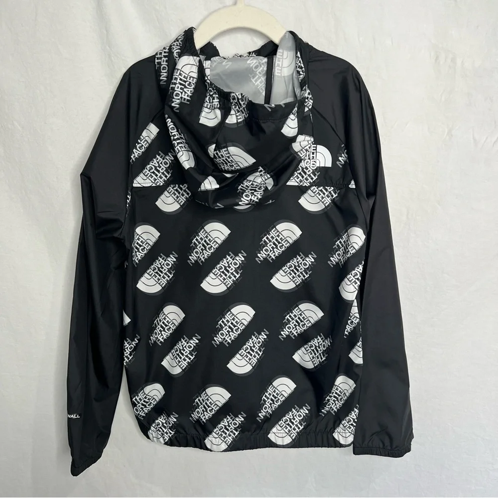 NWT THE NORTH FACE Printed Packable Wind‎ Jacket Black/White XS (6 YOUTH JR) TNF